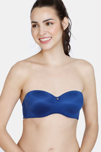 Buy Zivame Marshmallow Padded Wired Low Coverage Strapless Bra - Blue Depth